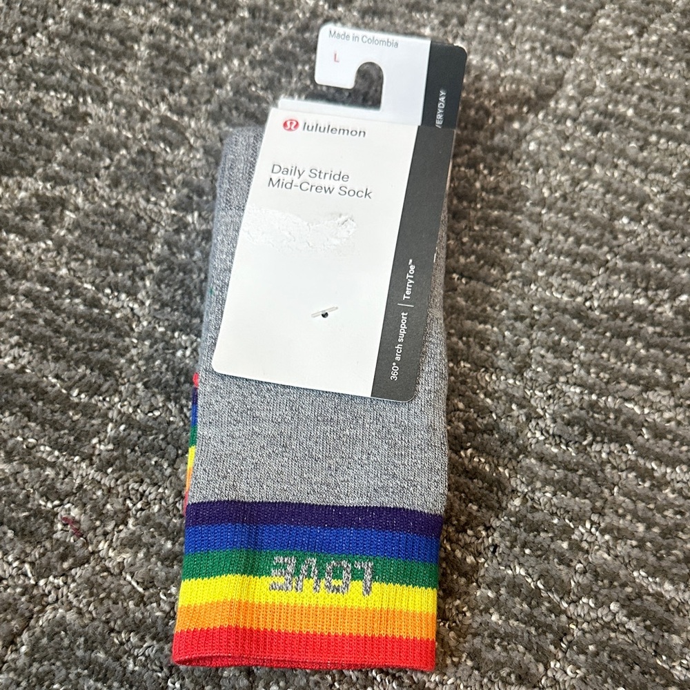 lululemon Daily Stripes Mid-Crew Sock SZ L